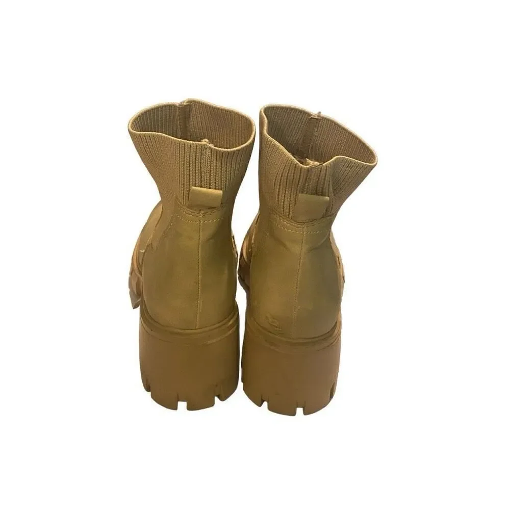 MADDEN‎ GIRL Holler Women’s Boots Size 8.5 Slip On Sock Top Beige/Light Tan